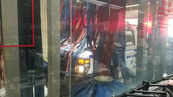 Car leaving the tunnel